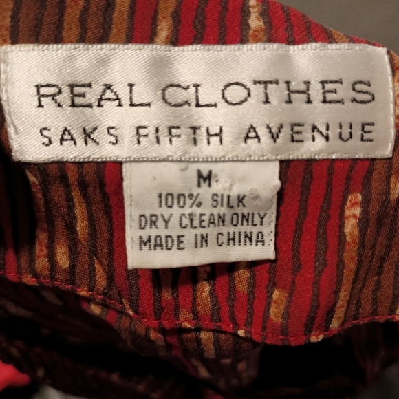 100% silk SAKS FIFTH AVENUE Sophisticated Striped Button-Up (#1,001) - Picture 2 of 8